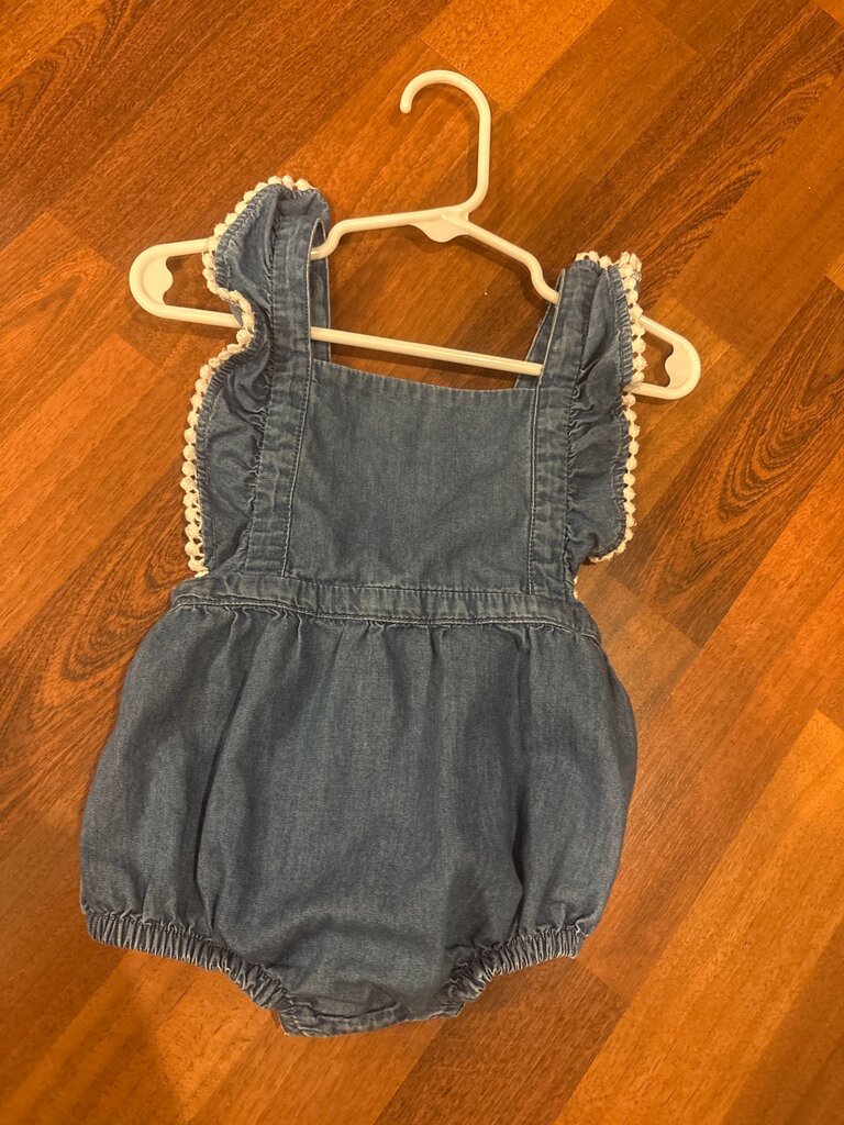 Baby Denim Romper with Ruffled Sleeves