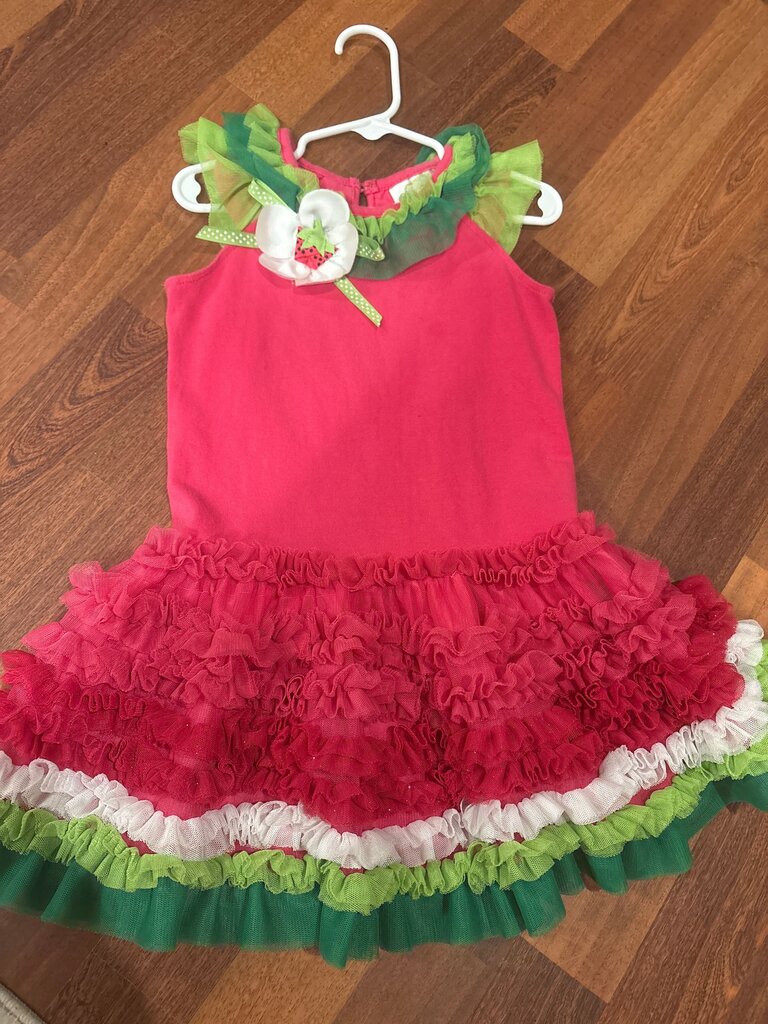 Pink and Green Ruffled Dress