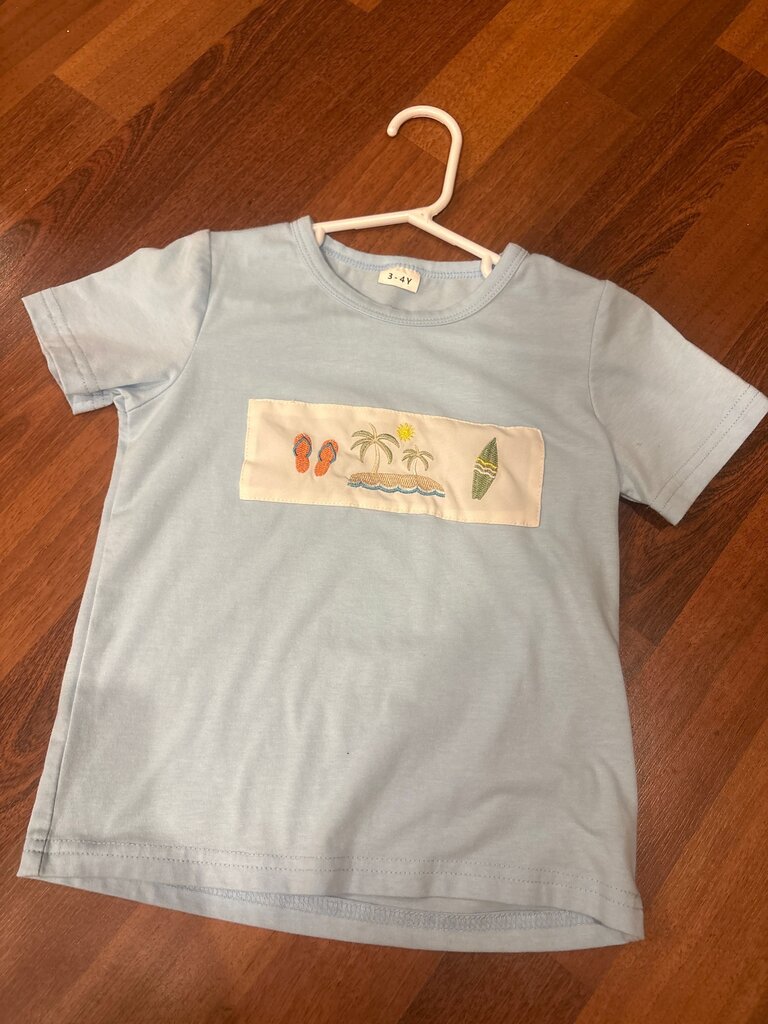 Embroidered Beach Themed T-Shirt for Kids