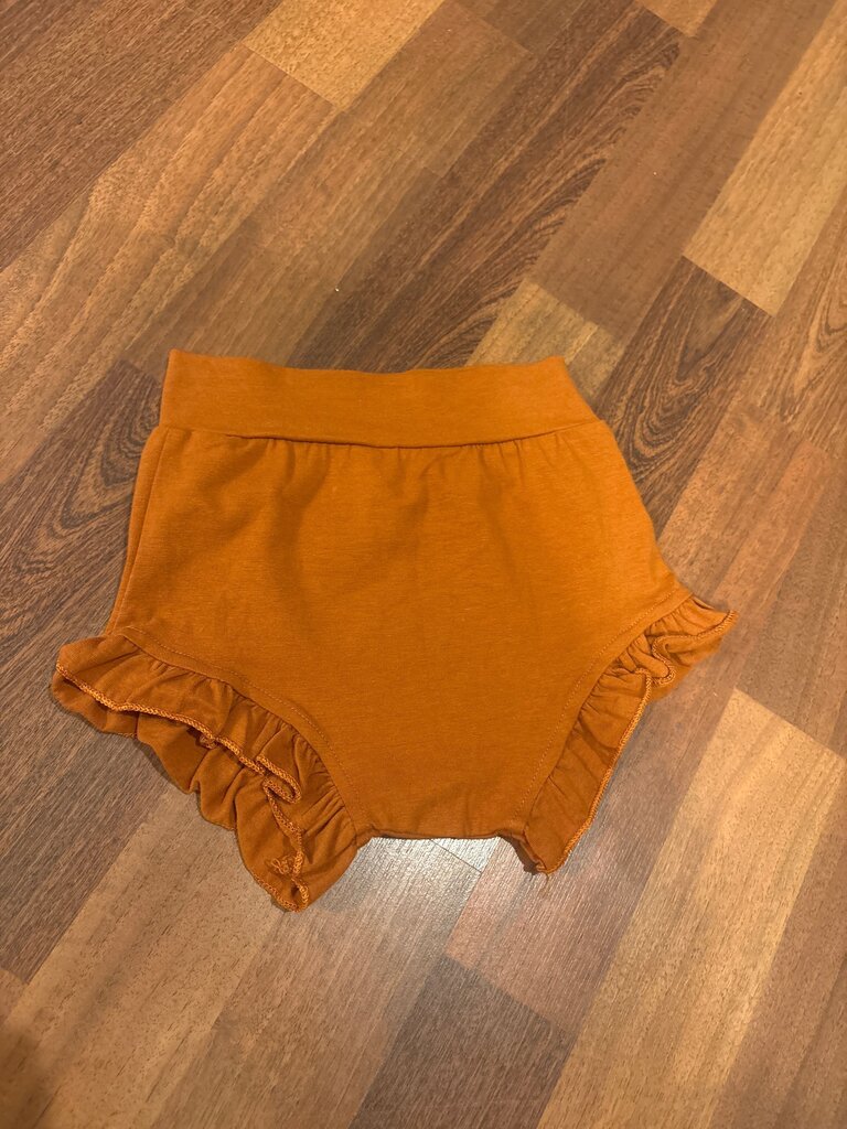 Baby Girls Orange Ruffle Shorts