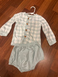 Mint Green Gingham Baby Diaper Set