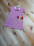 Girls Pink Striped Dress with Flower Pocket