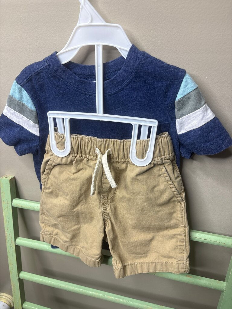 Boys' Blue T-Shirt and Khaki Shorts Set