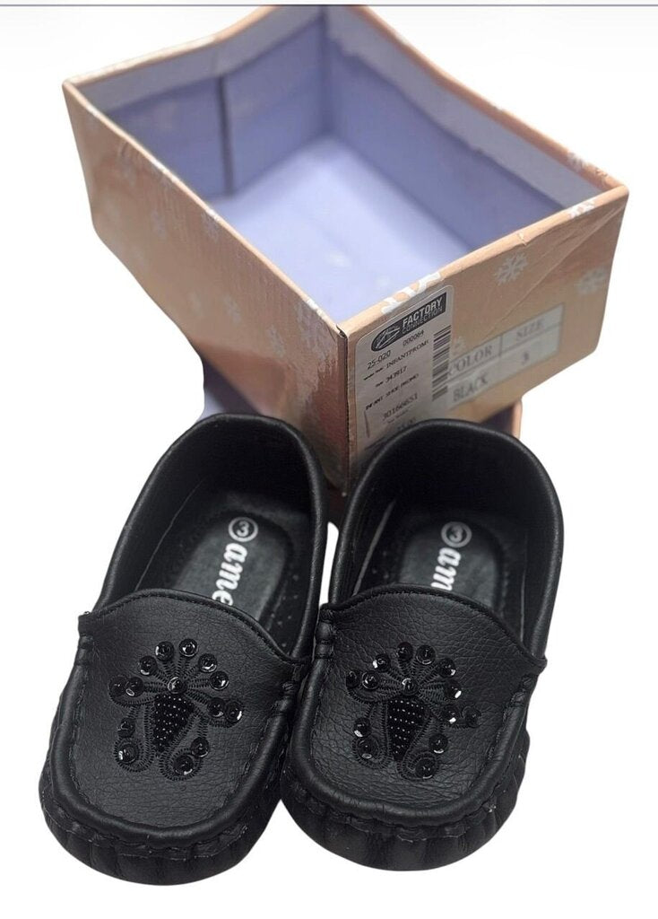Black Toddler Moccasin Shoes