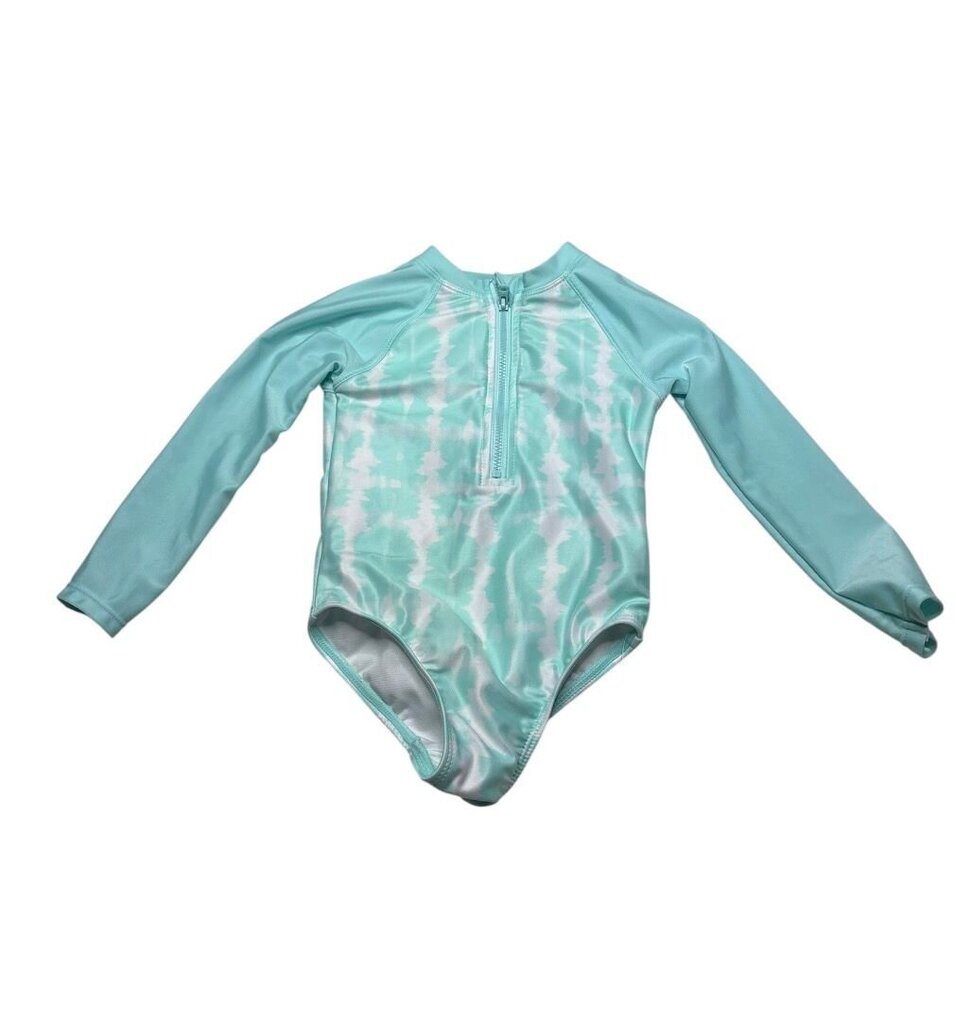 Light Blue Tie Dye Long Sleeve Swimsuit