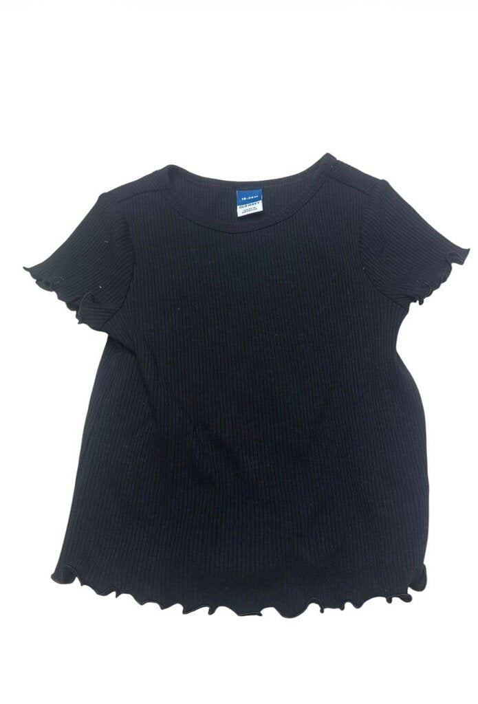 Girls Black Ribbed Top