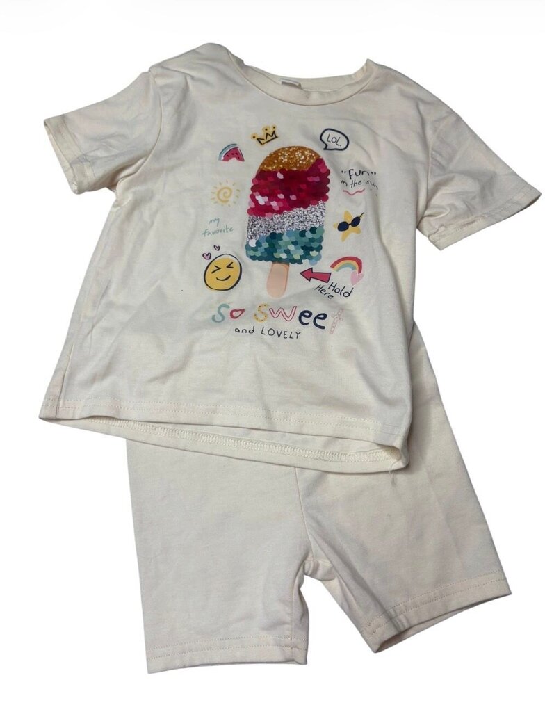Cute Ice Cream Graphic T-Shirt and Shorts Set