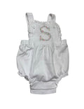 White Floral Initial Romper
