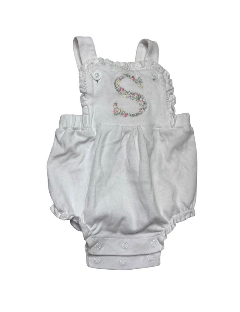 White Floral Initial Romper