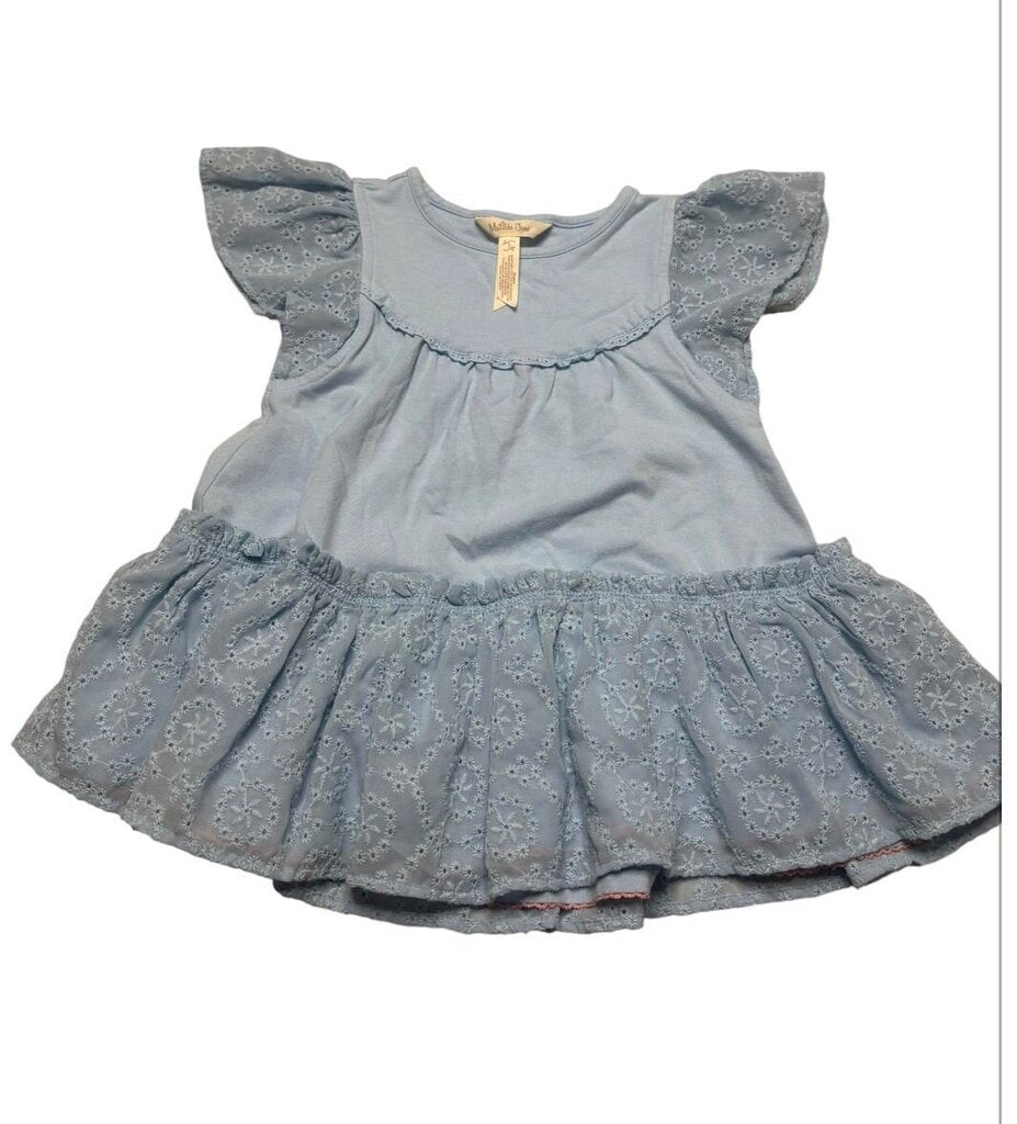 Girl's Light Blue Dress with Flutter Sleeves
