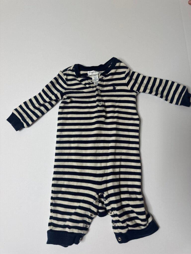 Navy and White Striped Toddler Romper