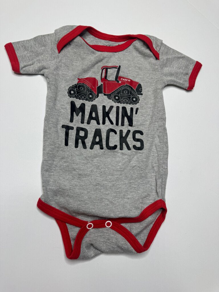 Toddler Makin' Tracks Gray Red Tractor Bodysuit