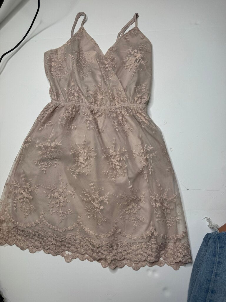 Embroidered A-Line Dress in Blush