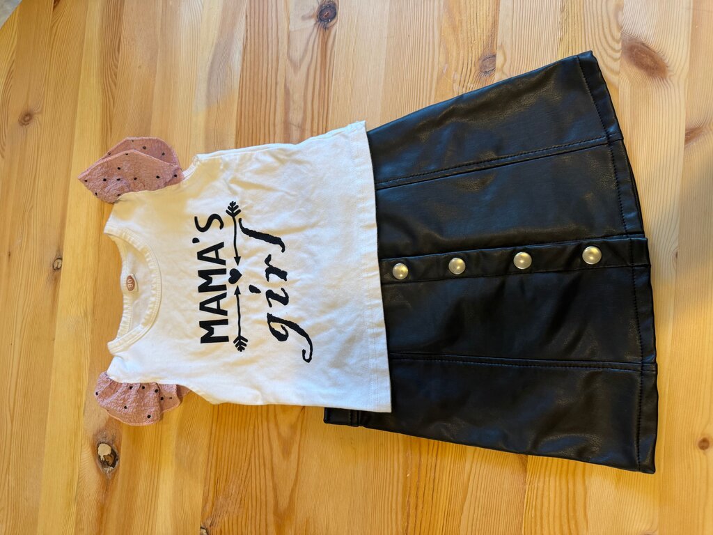 4T Mama's Girl T-Shirt and Black Skirt Set