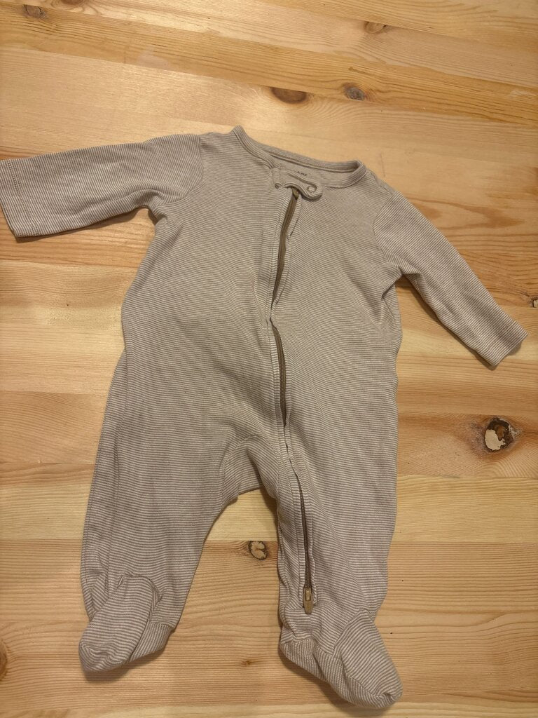 Baby Boy Striped Zippered Footed Pajamas