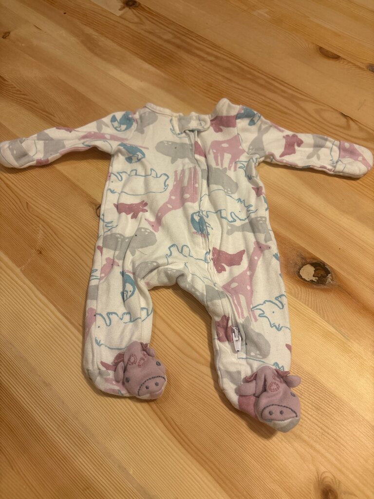 Preemie Baby Animal Print Footed Pajama