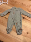 Preemie Baby Green Sleepsuit with Farm Animal Prints