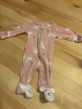 Preemie Pink Bunny Patterned Baby Pajamas