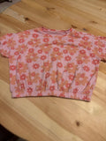 12-14 youth Pink Floral Short Sleeve Top