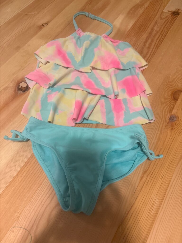 6X Girls Tie-Dye Ruffled Two-Piece Swimsuit