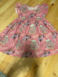 5-6T Barbie Pink Car Print Dress