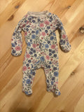 NB Floral Print Baby Zip-Up Pajamas