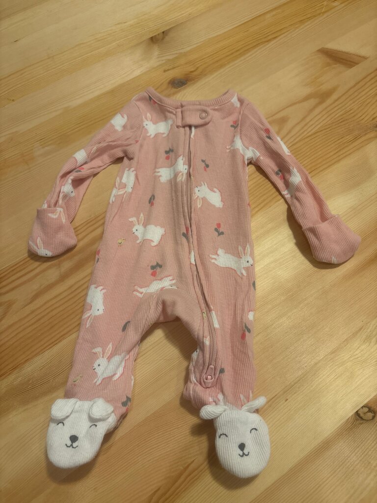 NB Pink Bunny Footed Pajama