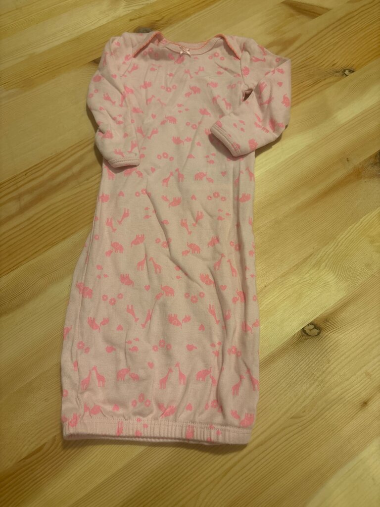 0-6 month Pink Animal Print Baby Gown