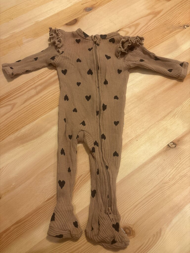 0-3 month Brown Heart Print Baby sleeper