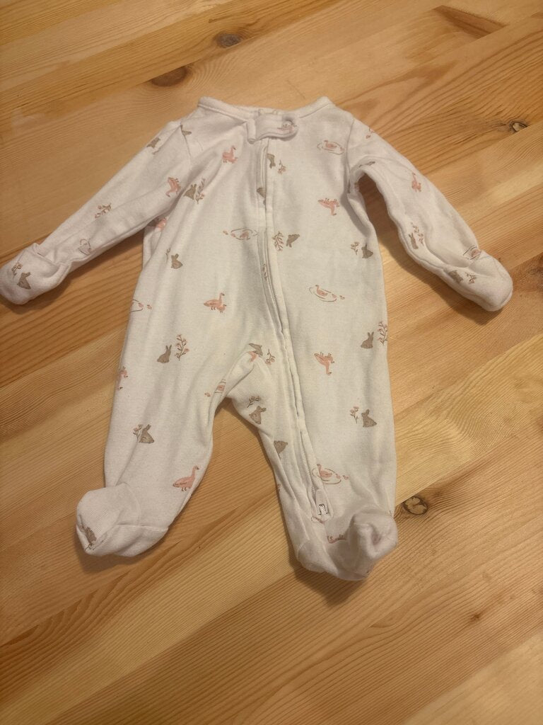 NB Baby Girl Floral Print Zip-Up Sleeper