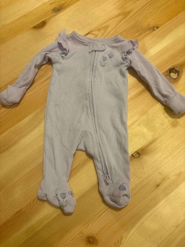NB Purple Ruffled Baby sleeper
