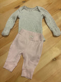 NB Gray Long Sleeve Bodysuit with Pink Pants
