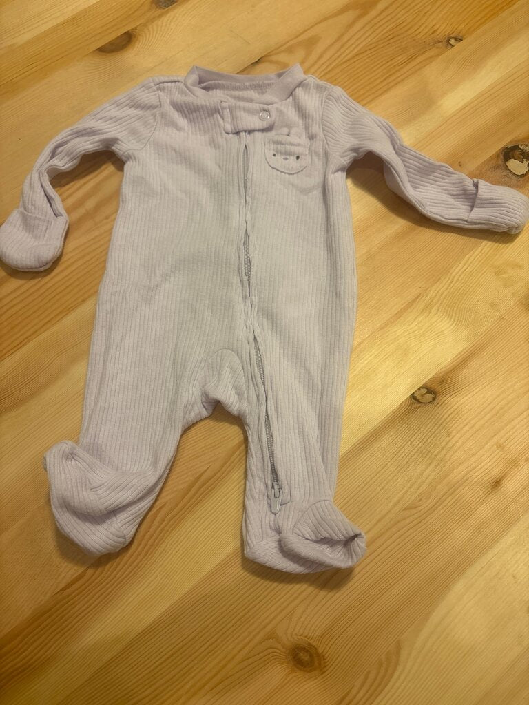 NB Lilac Baby Romper with Zipper