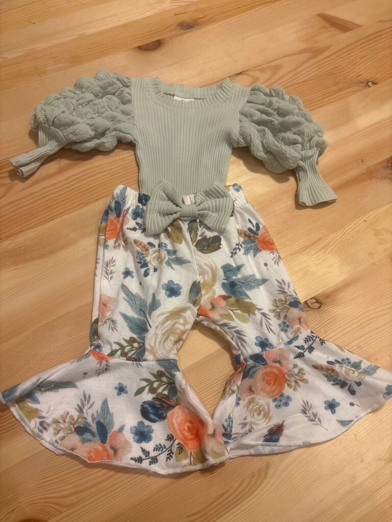 NB Girls Floral Print Two-Piece Outfit