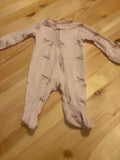 NB Pink Ribbed Baby Onesie with Animal Print