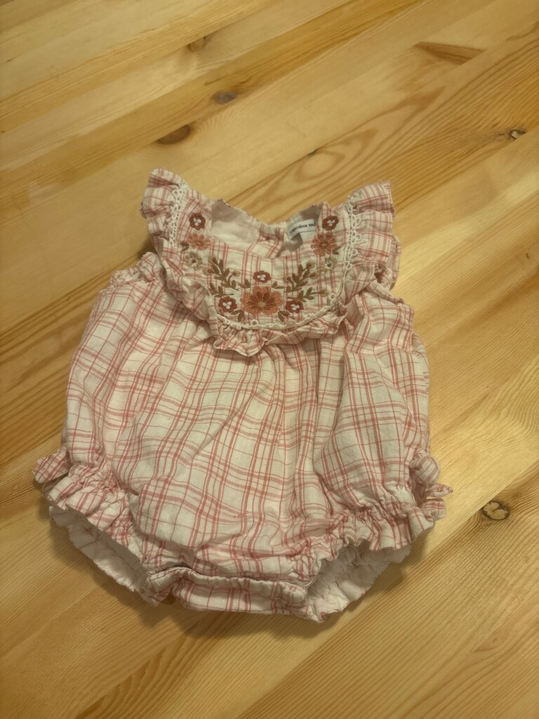 3-6 month Floral Ruffled Baby Romper