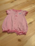 NB Pink Striped Baby Romper