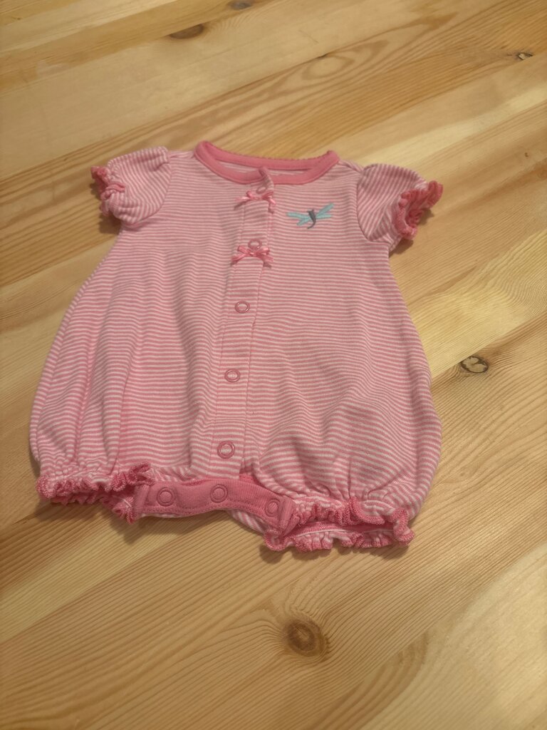 NB Pink Striped Baby Romper