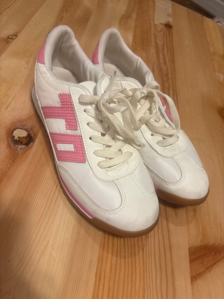 8.5W White and Pink Athletic Shoes
