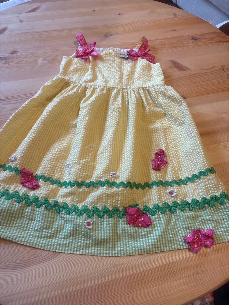 Size 5 Yellow Gingham Dress with Pink Bows