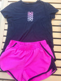 YM Under Armour Black and Pink T-Shirt and Shorts Set