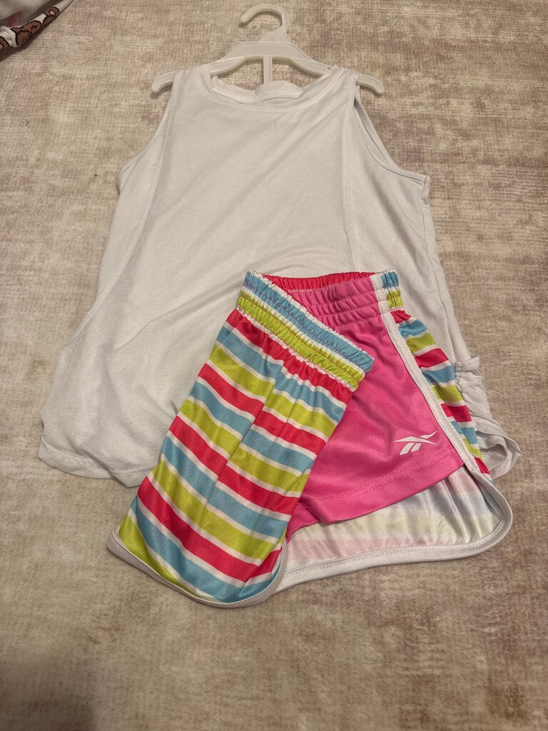 Girls' Sleeveless Tank Top and Striped Shorts Set