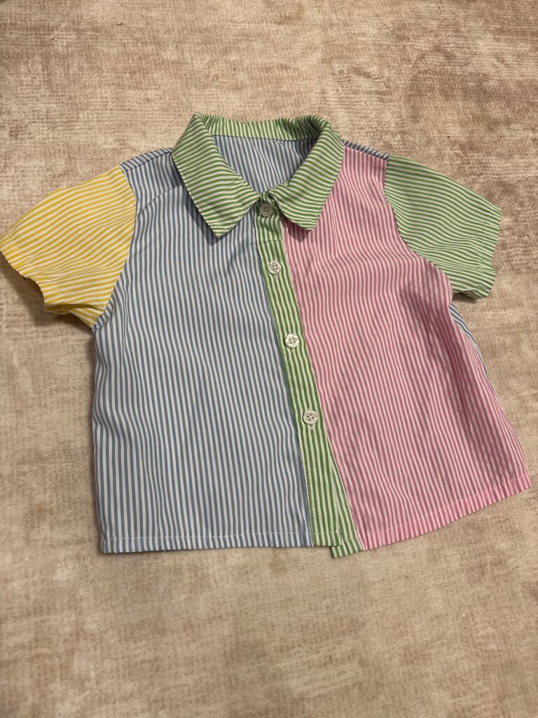 Multi-Colored Striped Short-Sleeve Shirt