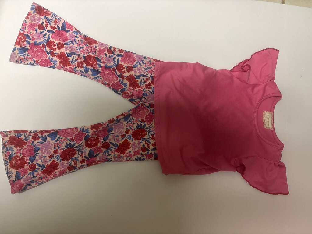Pink Floral Top and Leggings Set