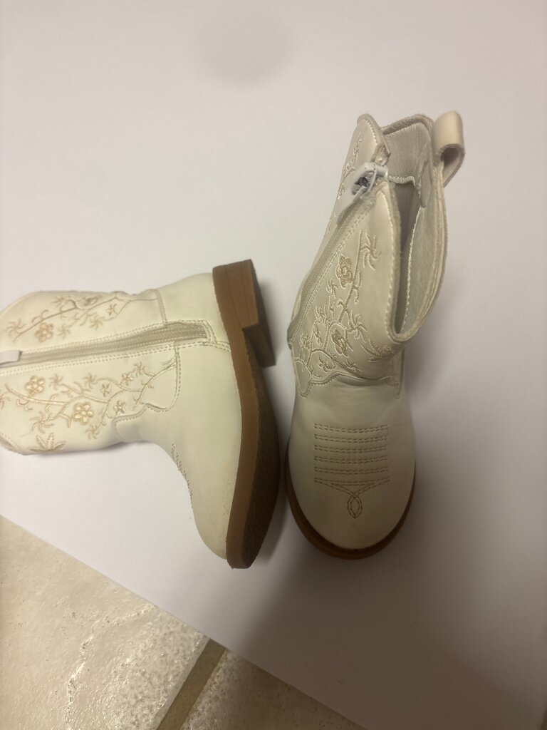 Embroidered White Cowboy Boots for Kids