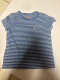 Girls Blue and White Striped T-Shirt with Butterfly Design