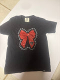 Comfort Colors Black T-Shirt with Red Bow Design