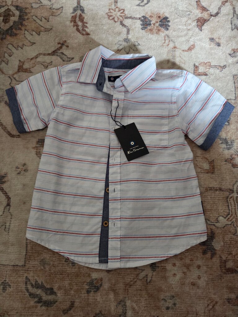 Boys Short Sleeve Striped Button-Up Shirt