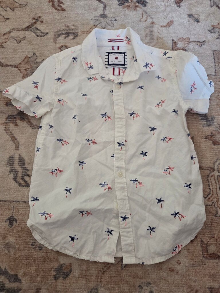 Cactus Boys Short-Sleeve Shirt with Palm Tree Print