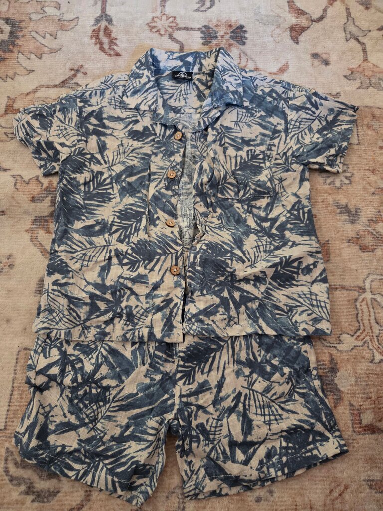 Boys Tropical Print Short Sleeve Shirt and Shorts Set